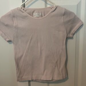 adidas Ribbed Short Sleeve Tee in Light Mauve